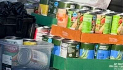 Van Subaru Collects food pantry canned goods and pantry items for  a local food pantry