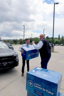 Kocourek Subaru and Honored Hero Emmett bring warmth to the patients of Aspirus Cancer Center-Wausau
