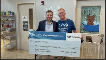 New Motors Subaru Share the Love With Over $15,000 Donation to our local Erie Humane Society