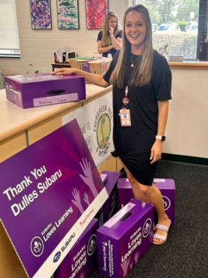 testimony from Mrs. Fangio about our partnership with Evergreen Elementary for Subaru Loves Learning