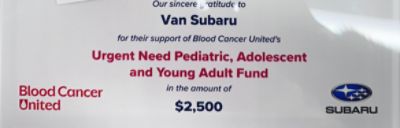 During Subaru Loves to Care Van Subaru Helps a Blood Cancer Pediatric Adolescent and her family