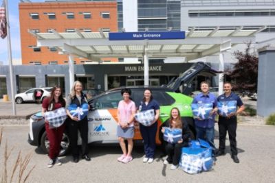 Delivering pillows and blankets to Confluence Health Oncology departments