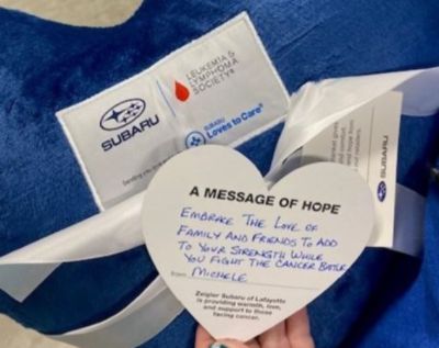 Zeigler Subaru of Lafayette Donates Blankets of Hope & Support to Cancer Patients 