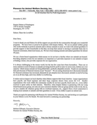 Subaru Loves Pets x Pioneers for Animal Welfare Society