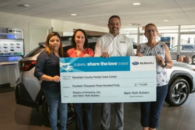 Vann York Subaru Donates Over $14,000 to the Family Crisis Center