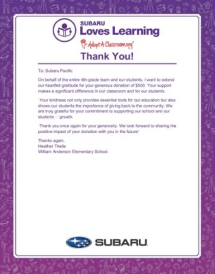 Making A Difference with Subaru Loves Learning