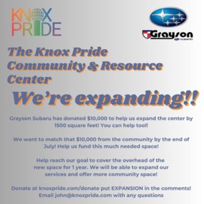 Knox Pride receives $10,000 donation to expand its community center from Grayson!