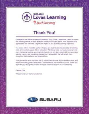 Making A Difference with Subaru Loves Learning