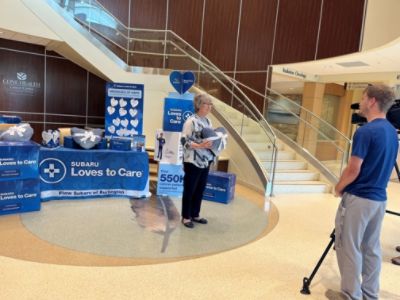 Flow Subaru Burlington and Blood Cancer United blanket delivery for Subaru Loves to Care program
