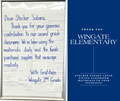 Wingate Elementary Students Send Thank You Letter