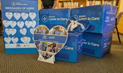 Blankets and activity kits donated to the Concord Hospital Payson Center for Cancer Care.