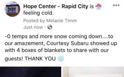 Subaru brings warmth to the Hope Center