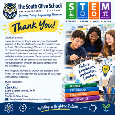 SCHUMACHER SUBARU OF WEST PALM BEACH HELPS BUILD BRIGHTER FUTURES AT THE SOUTH OLIVE SCHOOL