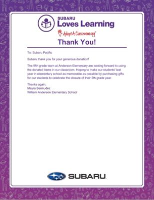 Making A Difference with Subaru Loves Learning