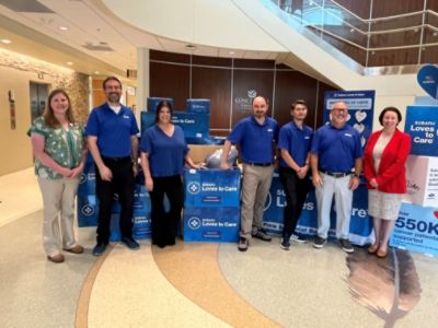 Flow Subaru Burlington and Blood Cancer United blanket delivery for Subaru Loves to Care program