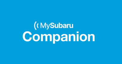 MySubaru Companion logo on a blue background.