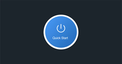 A blue circle with a white power button icon with ‘Quick Start’ written beneath the icon.
