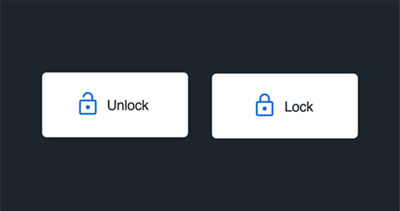 App screen images of Lock and Unlock buttons, each labeled and paired with padlock icons.