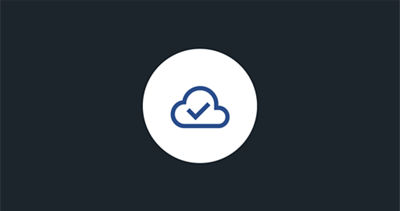 An icon showing a cloud with a check mark inside a white circle.
