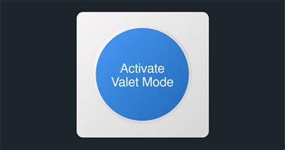 Blue circle icon that says “Activate Valet Mode”.