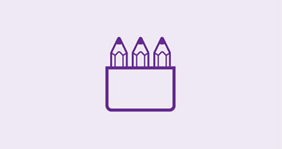 Purple icon with group of three pencils