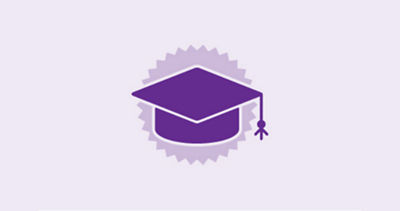Purple graduation hat icon 