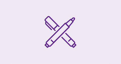 Purple icon of 2 markers in an X configuration