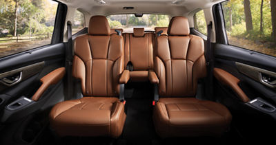The second row captain’s seats and third-row bench seat in a Subaru Ascent