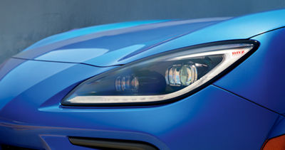 The headlight of a 2025 Subaru BRZ.
