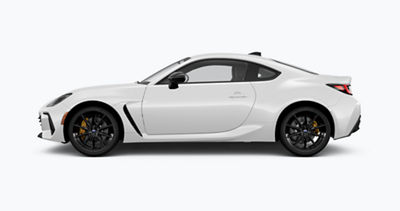A side view of a 2025 Subaru BRZ in Crystal White Pearl.