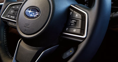 The heated steering wheel in a 2025 Subaru Legacy Touring XT sedan.