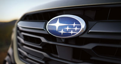 The Subaru logo on a 2025 Subaru Outback.