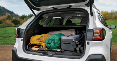Spacious Subaru Outback cargo area with rear seats folded down