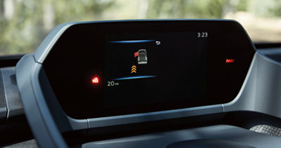 The blind-spot monitor in a 2025 Subaru Solterra AWD electric SUV.