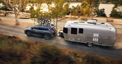 2026 Subaru Ascent Touring shown in Magnetite Gray Metallic with accessory and aftermarket equipment