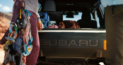 Close up of Subaru branding on a Subaru Crosstrek Wilderness