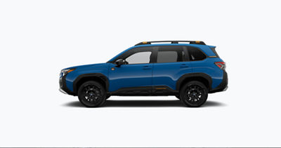 Side-profile of a 2026 Subaru Forester Wilderness in Geyser Blue. 