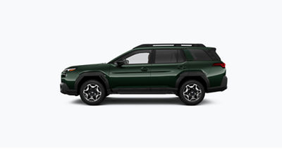 A side view of a 2026 Subaru Outback in Deep Emerald Green Pearl.