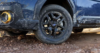 2026 Subaru Outback Wilderness 17-inch matte black alloy wheels with Bridgestone Dueler all-terrain tires