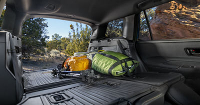 Wilderness cargo area with removable cargo tray, 60/40-split flat-folding rear seatbacks, and seatback protectors