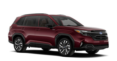  A 2026 Forester Hybrid in Dark Mahogany Pearl.