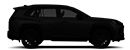Side profile of a darkened 2026 Toyota Rav4 against a gray background.