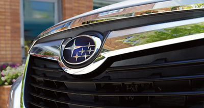 MY20 Forester showing close up shot of Subaru badge on front grill