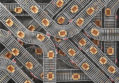 Boxes on a conveyor