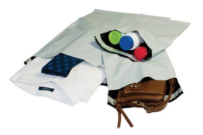 dress shirt, purse, and paint all packaged in Jiffy poly mailers