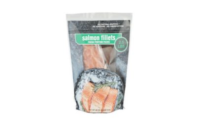 salmon fillets in stand-up pouch