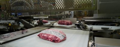 beef on a conveyor belt