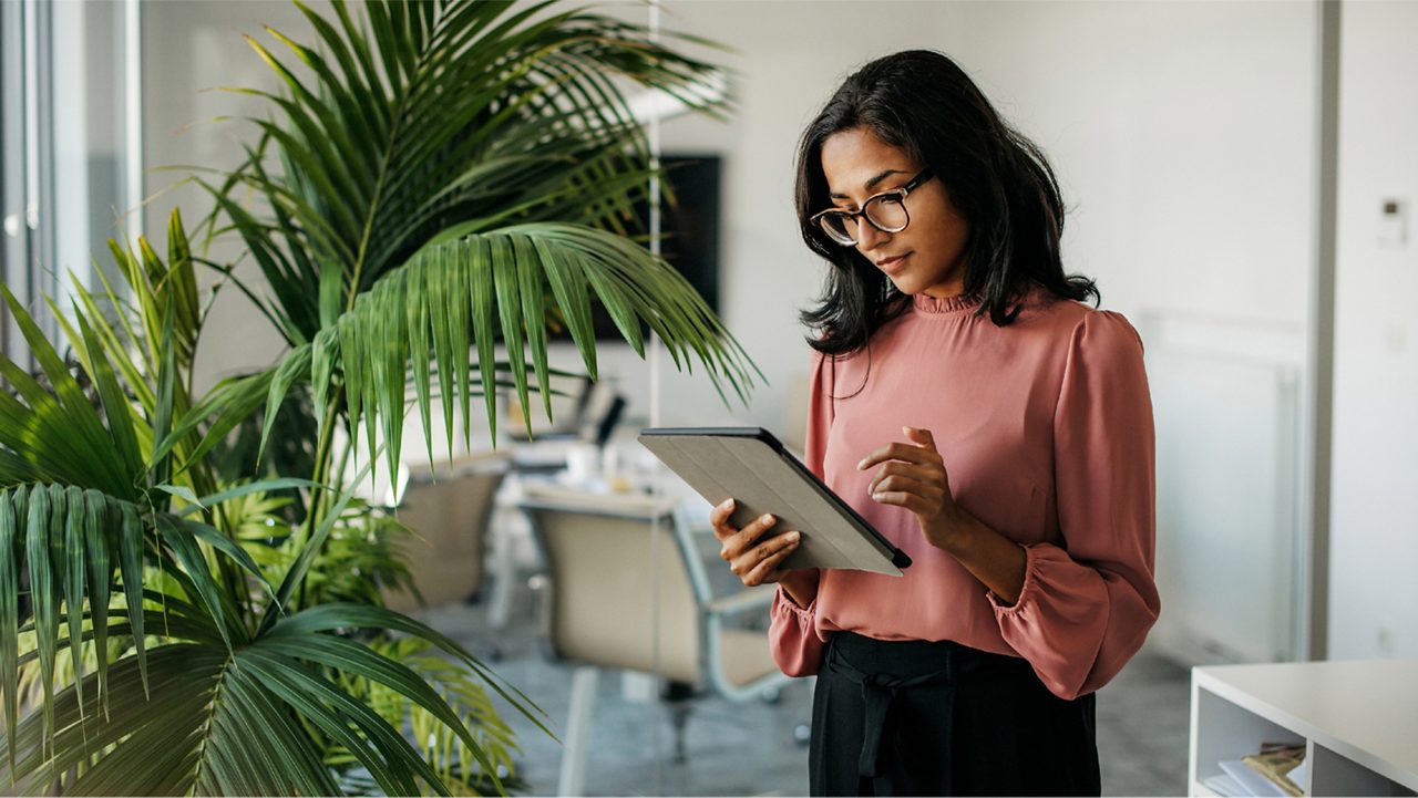 woman using a tablet computer