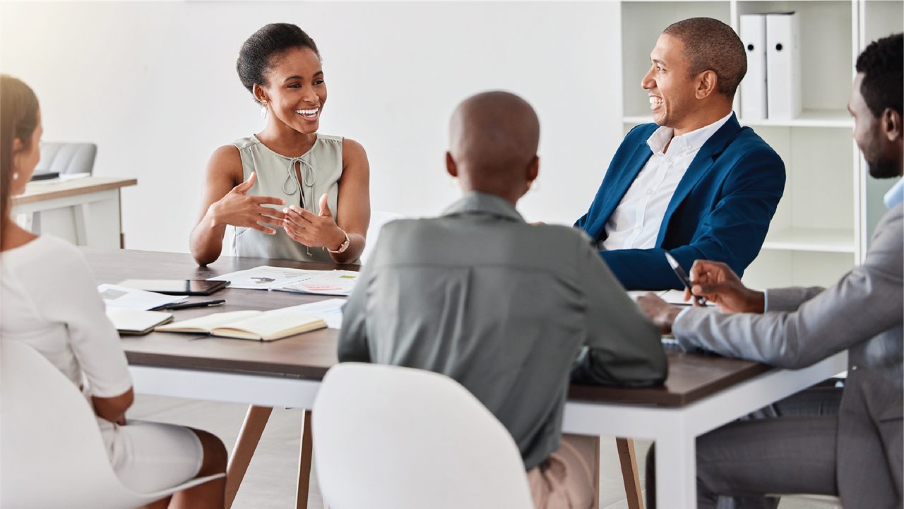 Employees in a meeting