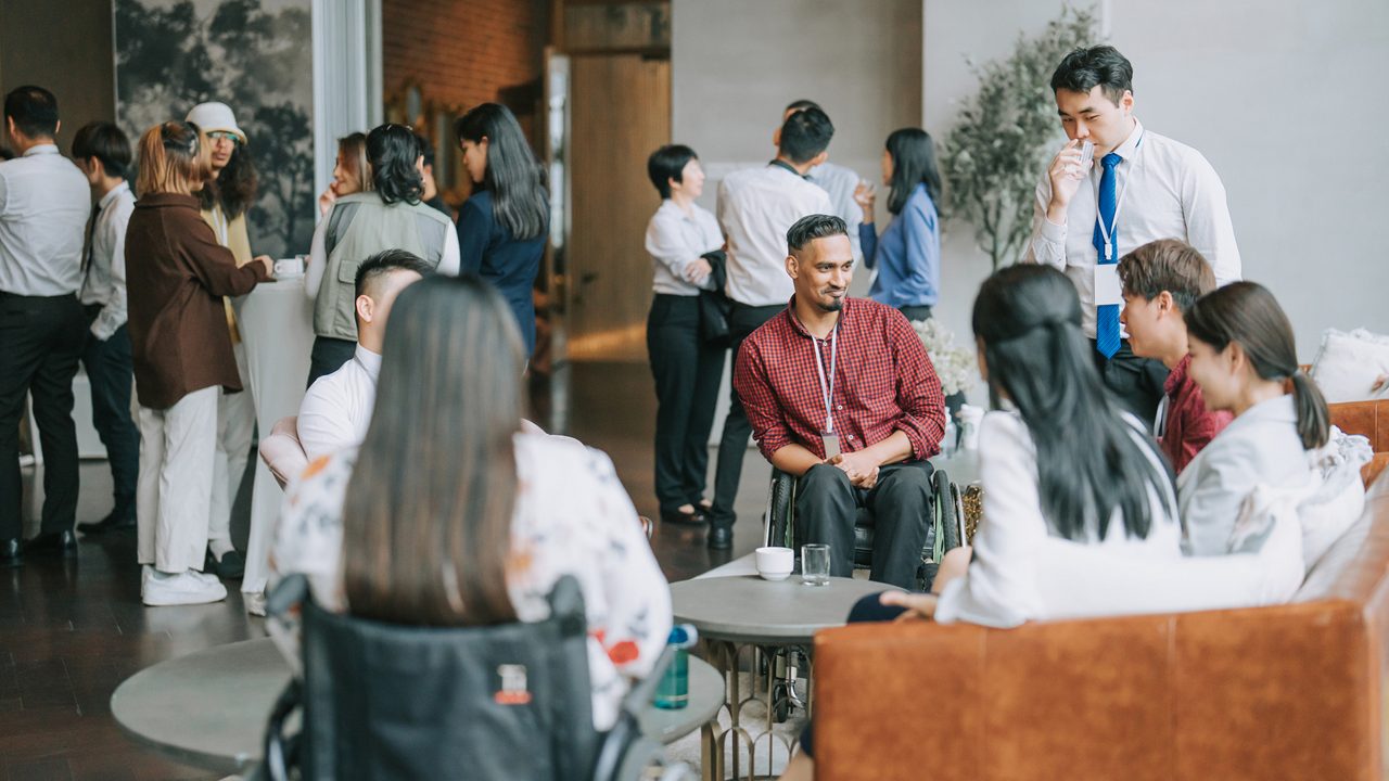 Employees network over coffees